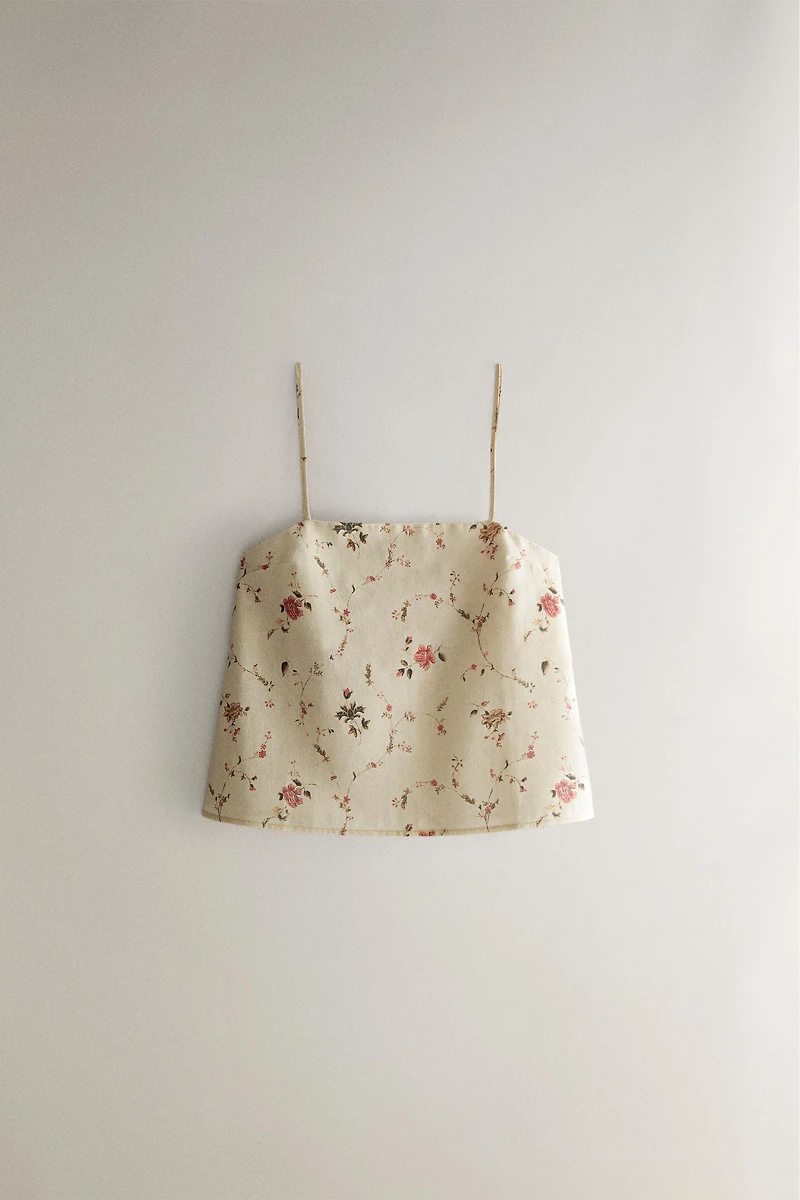 KATHARINE POLE FLORAL COTTON AND LINEN TOP
