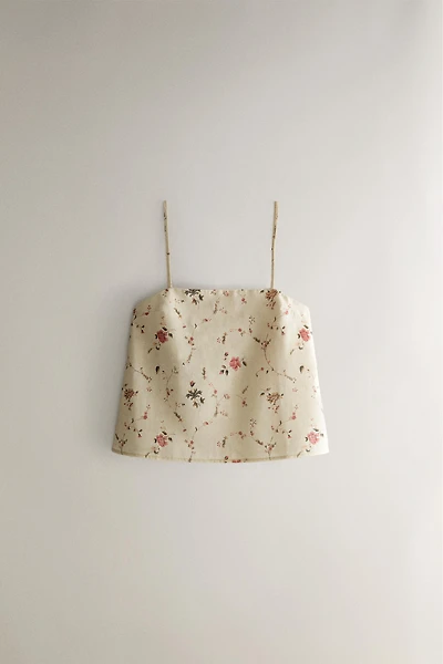 KATHARINE POLE FLORAL COTTON AND LINEN TOP