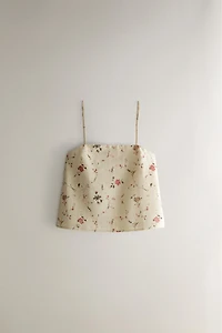 KATHARINE POLE FLORAL COTTON AND LINEN TOP