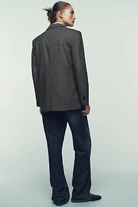 BLAZER CROISÉE OVERSIZE À CARREAUX AVEC LAINE