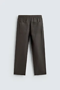 RELAXED FIT 100% LINEN PANTS