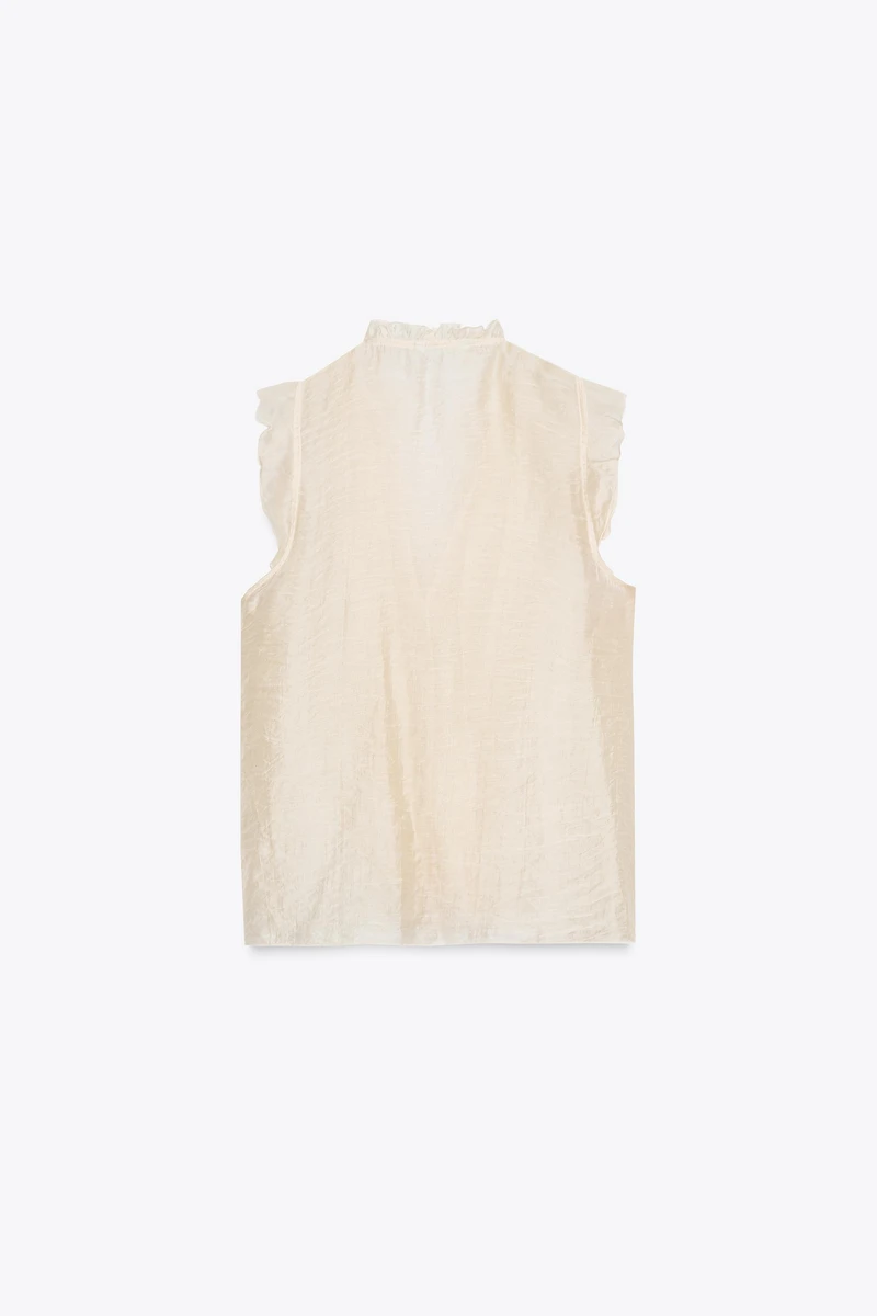 SEMI-SHEER RUFFLED TOP
