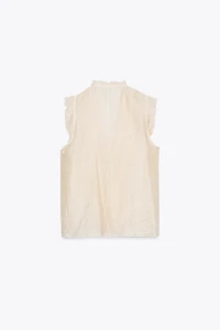 SEMI-SHEER RUFFLED TOP