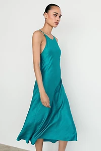 Flowing satin midi dress