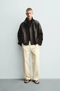 LEATHER BOMBER JACKET