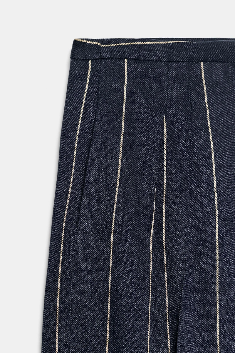 PANTALON À RAYURES EN LIN ZW COLLECTION
