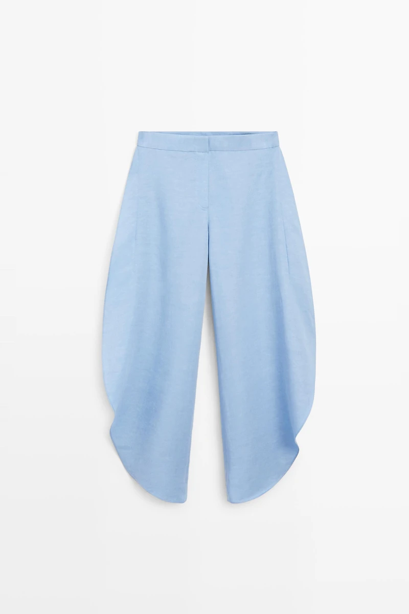 Voluminous flowing linen blend pants