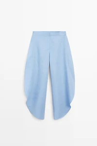 Voluminous flowing linen blend pants