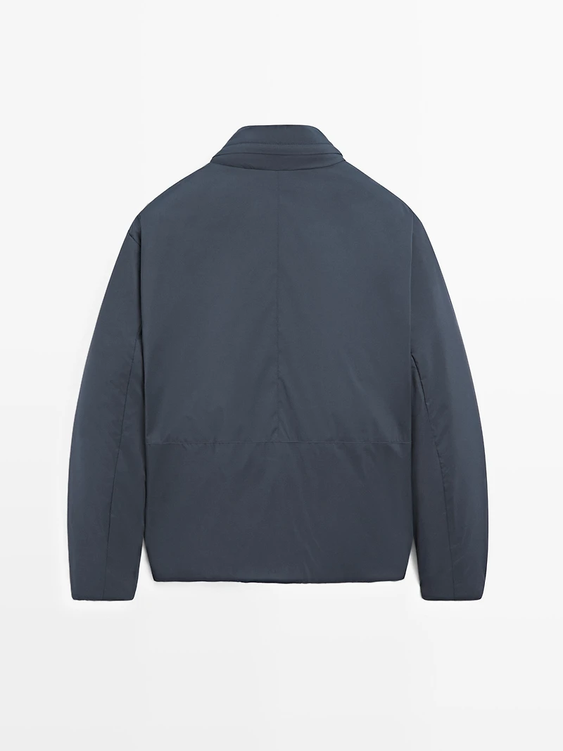 Short water-repellent down blend jacket