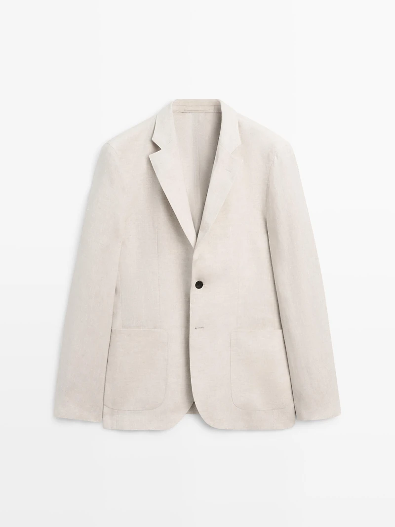 100% linen suit blazer with pocket details