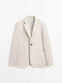 100% linen suit blazer with pocket details