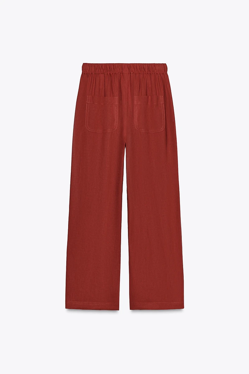 LINEN BEADED DRAWSTRING PANTS