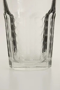 RAISED FLORAL DESIGN GLASS TUMBLER
