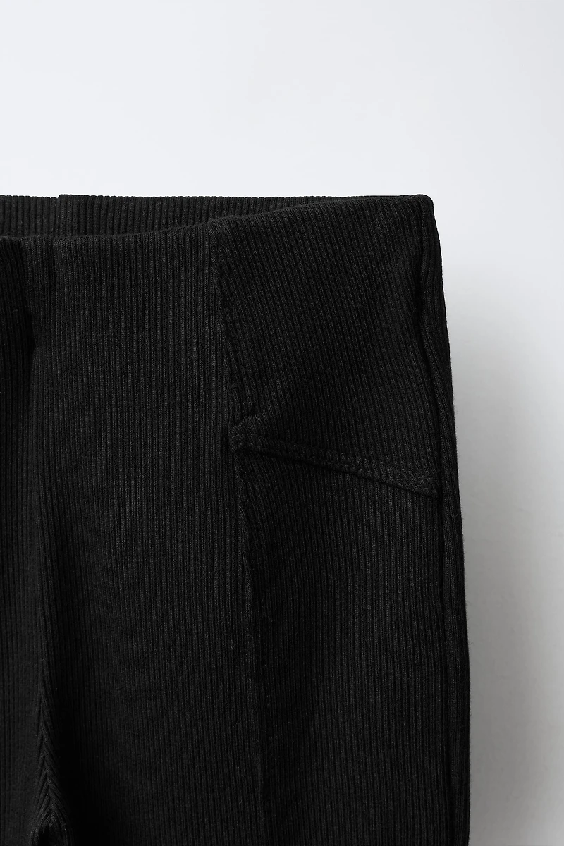 FLARED RIBBED LEGGINGS