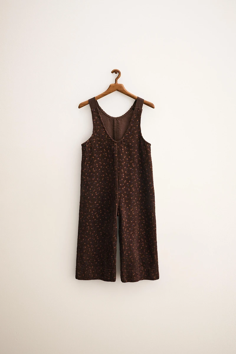 ZARA TIMELESS - FLORAL CORDUROY OVERALLS