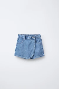 HIGH WAIST HEART BUTTON DENIM SKORT