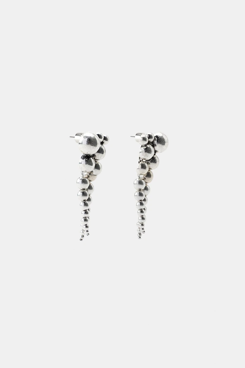 LONG METAL BALL EARRINGS