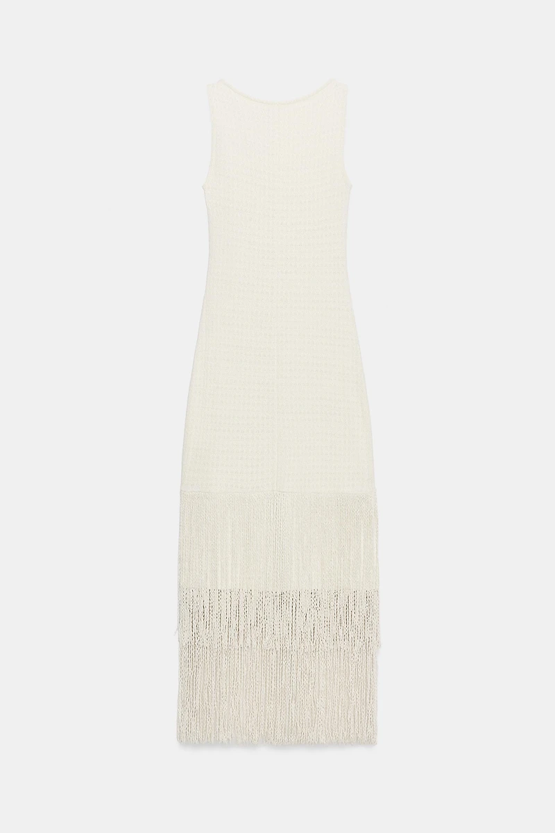 TEXTURED FRINGED DRESS