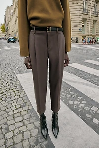 CUFFED BELTED PANTS
