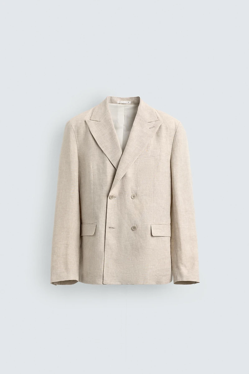 100% LINEN DOUBLE-BREASTED BLAZER