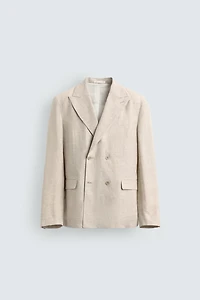 100% LINEN DOUBLE-BREASTED BLAZER