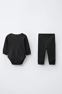 WAFFLE BODYSUIT AND LEGGING SET