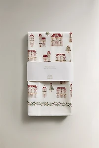 SET OF COTTON CHRISTMAS HOUSE KITCHEN TOWELS (SET OF 2)