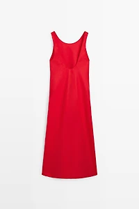 Linen midi dress with open back