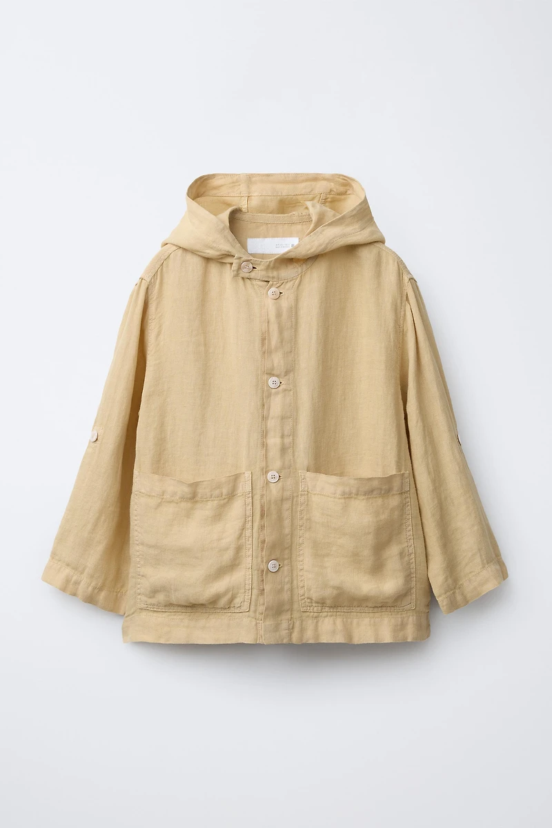 100% LINEN HOODED OVERSHIRT