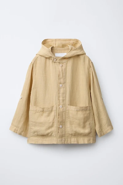 100% LINEN HOODED OVERSHIRT