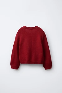 KNIT VELVET BOW JUMPER