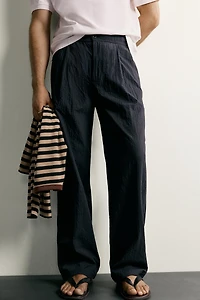 STRAIGHT FIT SEERSUCKER PANTS
