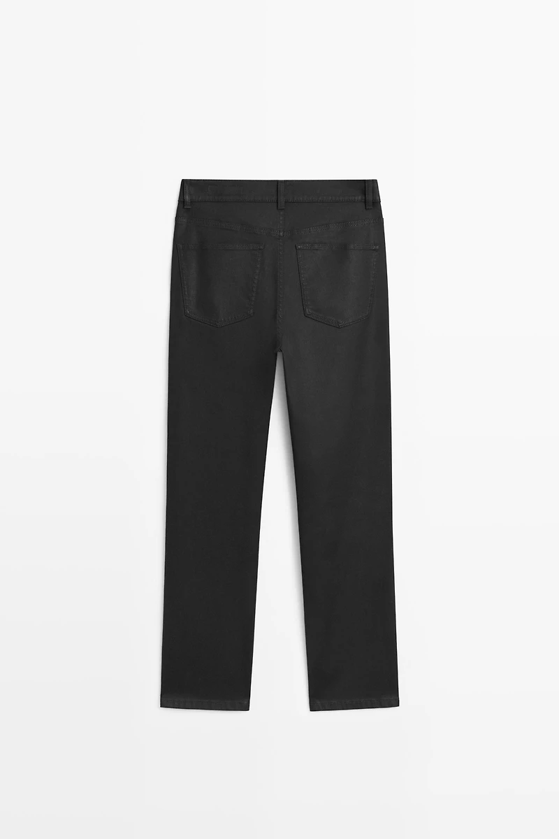 Waxed straight-leg pants