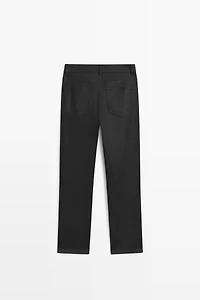 Waxed straight-leg pants