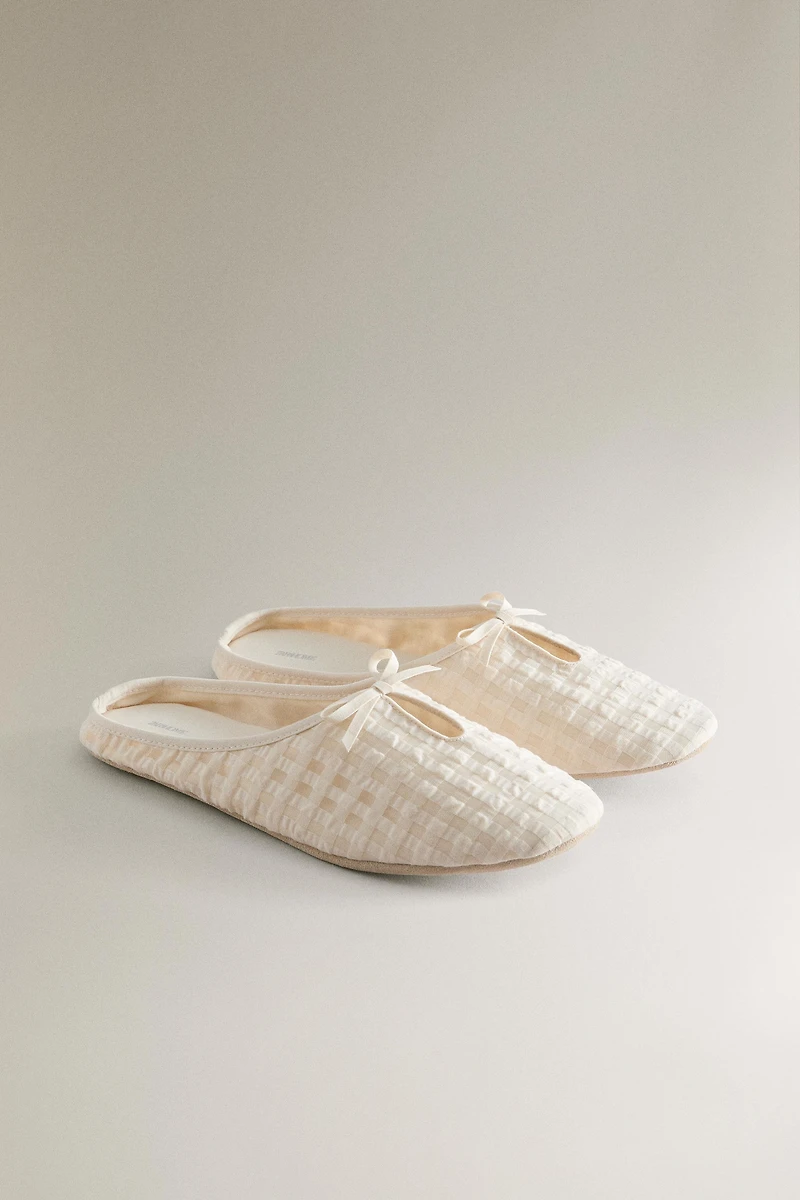 GINGHAM MULE SLIPPERS