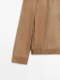 Suede leather jacket with pocket detail