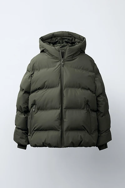WATER REPELLENT PUFFER COAT WITH LABEL