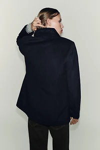 WOOL BLEND PINSTRIPE BLAZER