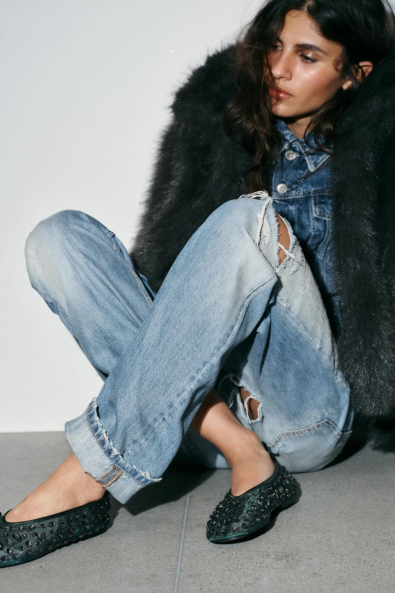 SHINY MESH BALLET FLATS