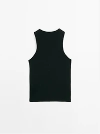 Cotton blend halter-neck top