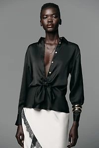 KNOTTED SATIN EFFECT SHIRT