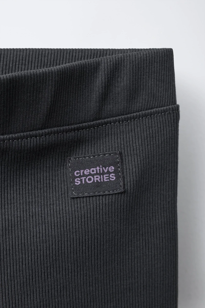 RIBBED LEGGINGS WITH LABEL