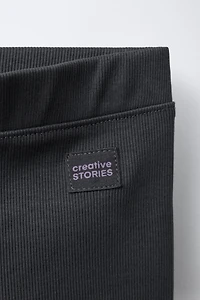 RIBBED LEGGINGS WITH LABEL