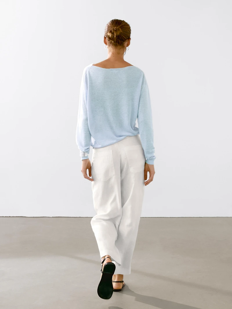 Pull col bateau 100 % lin