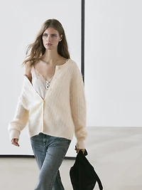 100% wool cable-knit cardigan