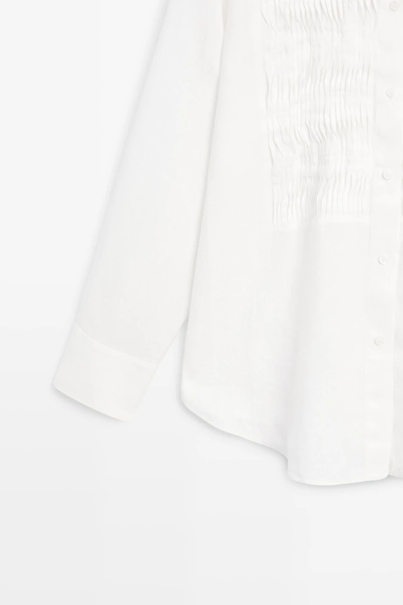 Chemisier avec plastron 100 % lin