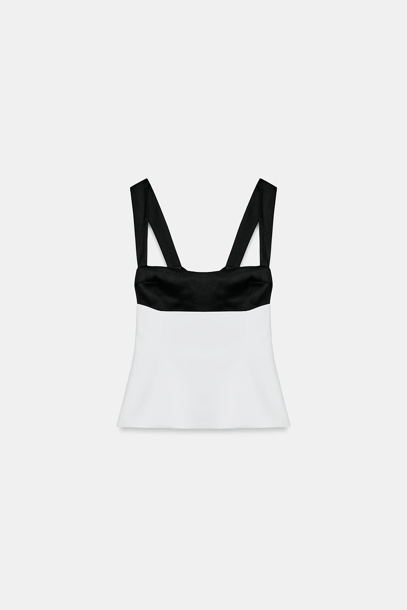 CONTRASTING BACK TIE TOP