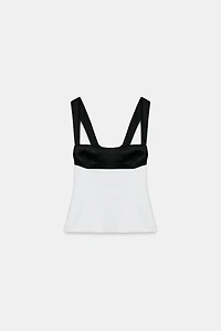 CONTRASTING BACK TIE TOP
