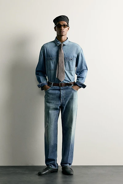 WASHED LIGHTWEIGHT DENIM SHIRT