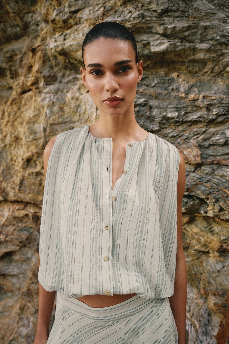 STRIPED BALLOON BLOUSE